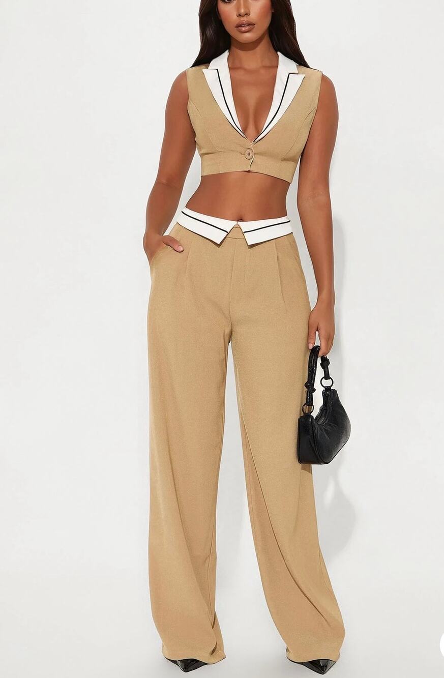 Fashion Nova Layla Vest Pant Set Pantsuit